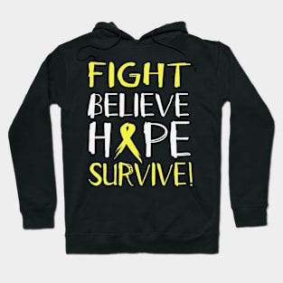 Fight Believe Hope Survive Hydrocephalus Awareness Yellow Ribbon Warrior Support Hoodie